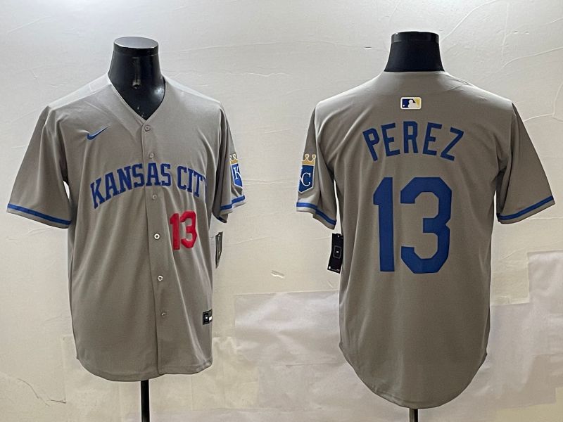 Men Kansas City Royals #13 Perez Grey Game 2025 Nike MLB Jersey style 3161